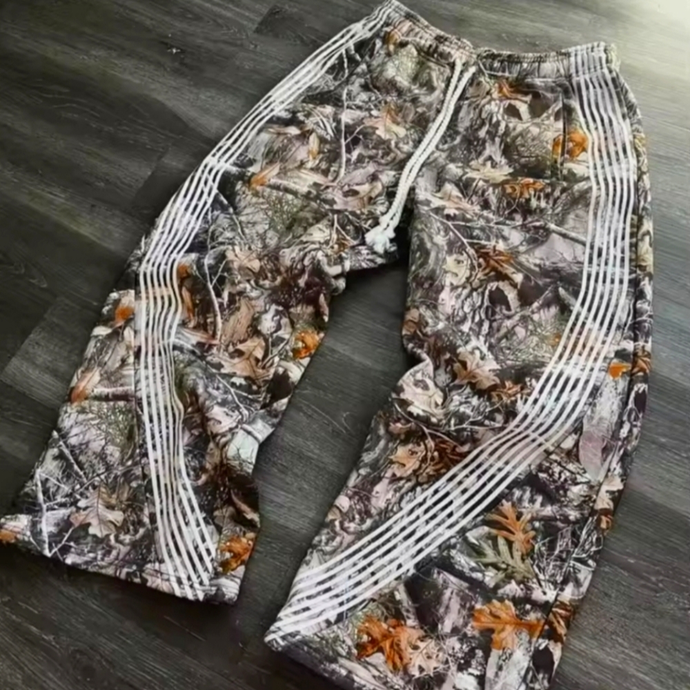 Camo Outdoor Pants with White Accents